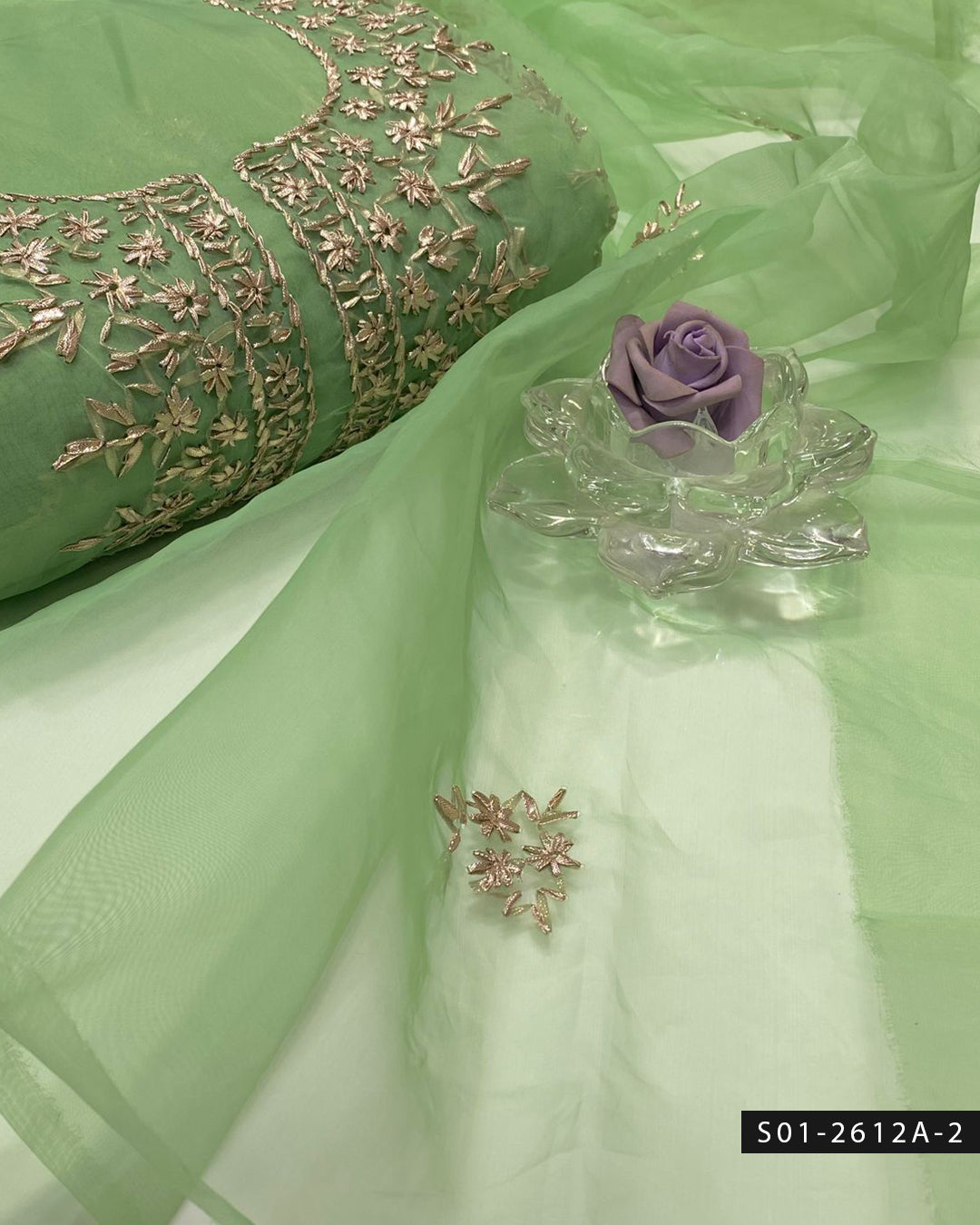 Handmade 2 PC Unstitched Organza Dress Collection