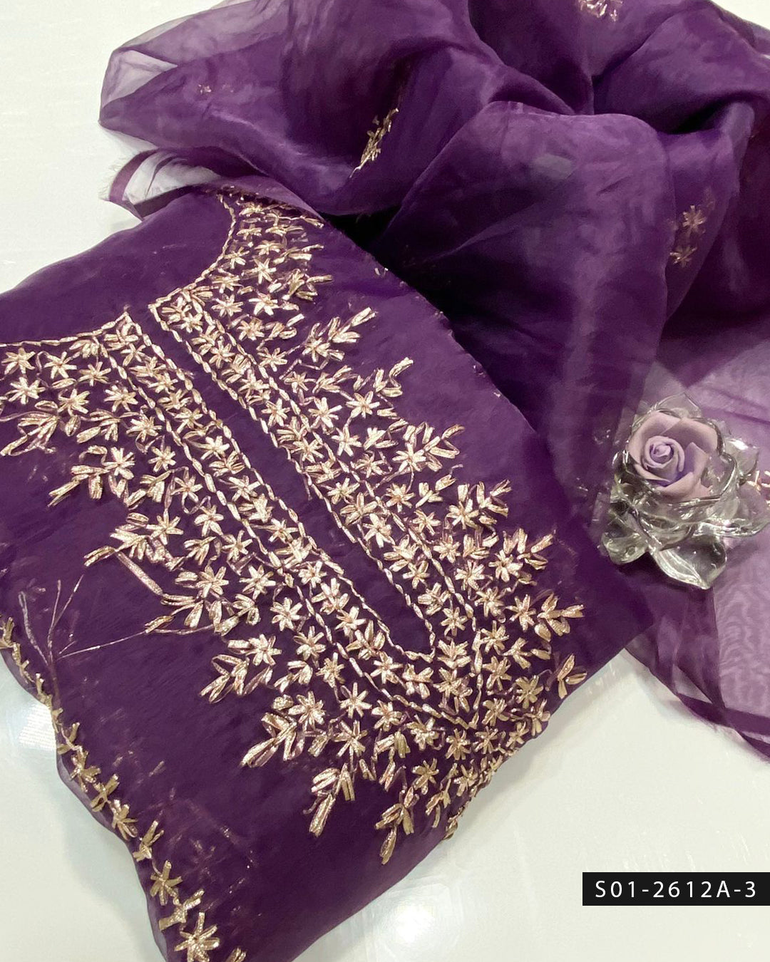 Handmade 2 PC Unstitched Organza Dress Collection