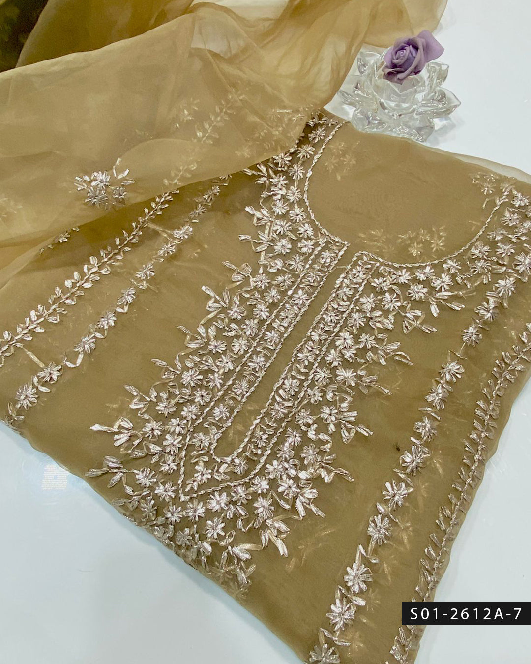 Handmade 2 PC Unstitched Organza Dress Collection