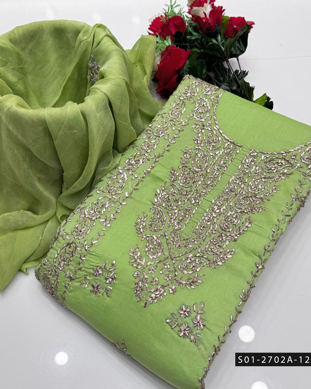 3PC Premium Lawn Handmade Gotta Work Dress – New Design Collection