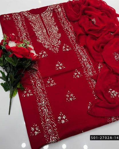 3PC Premium Lawn Handmade Gotta Work Dress – New Design Collection