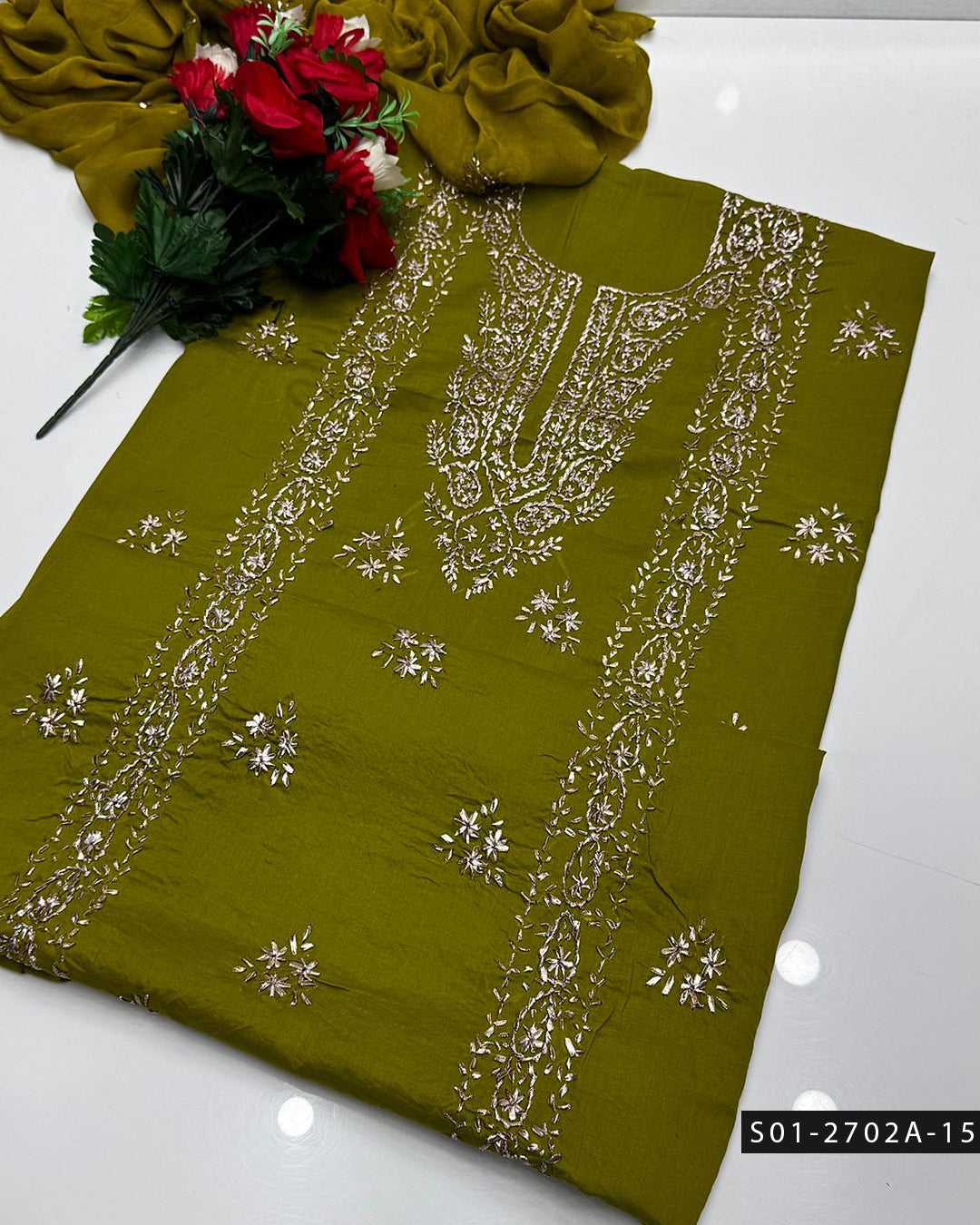 3PC Premium Lawn Handmade Gotta Work Dress – New Design Collection