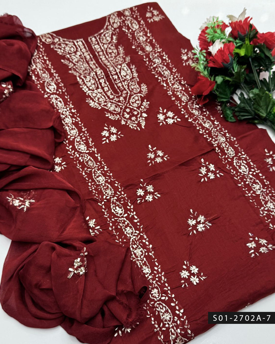 3PC Premium Lawn Handmade Gotta Work Dress – New Design Collection