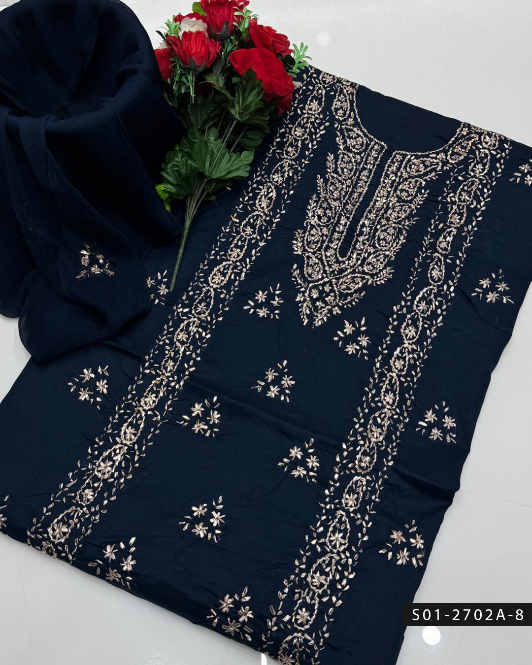 3PC Premium Lawn Handmade Gotta Work Dress – New Design Collection