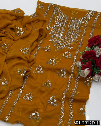 2PC Hand-Embroidered Chiffon Dress with LCD Gotta Work – Festive Collection