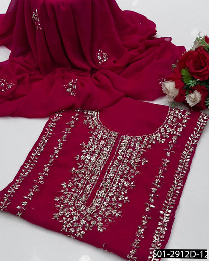 2PC Hand-Embroidered Chiffon Dress with LCD Gotta Work – Festive Collection