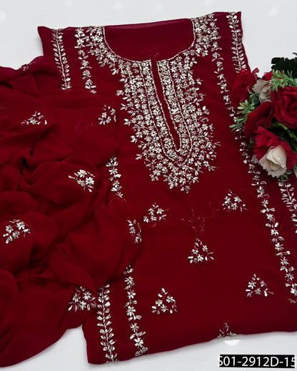 2PC Hand-Embroidered Chiffon Dress with LCD Gotta Work – Festive Collection