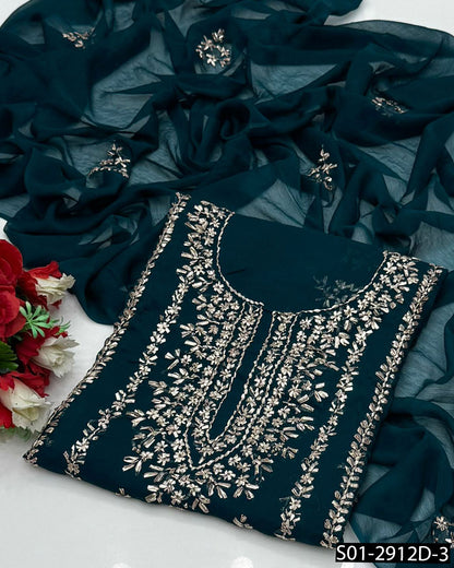 2PC Hand-Embroidered Chiffon Dress with LCD Gotta Work – Festive Collection