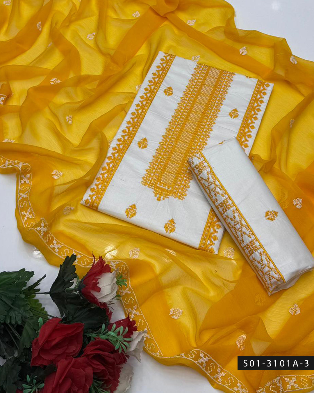 3 PC Unstitched Cotton Lawn Dress Collection