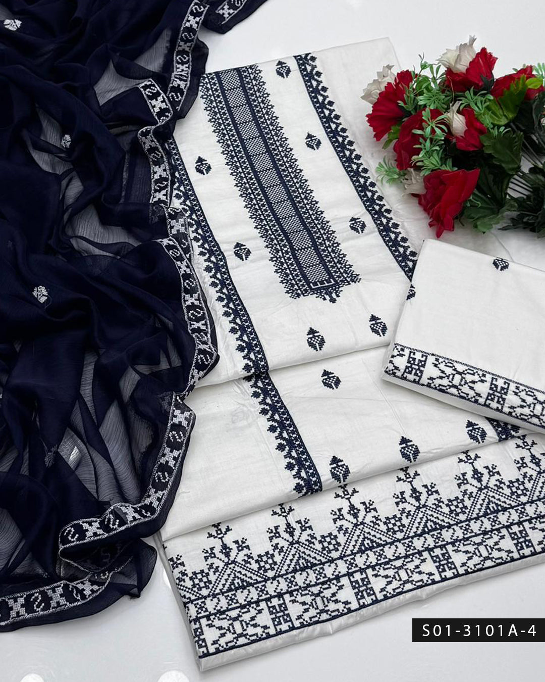 3 PC Unstitched Cotton Lawn Dress Collection