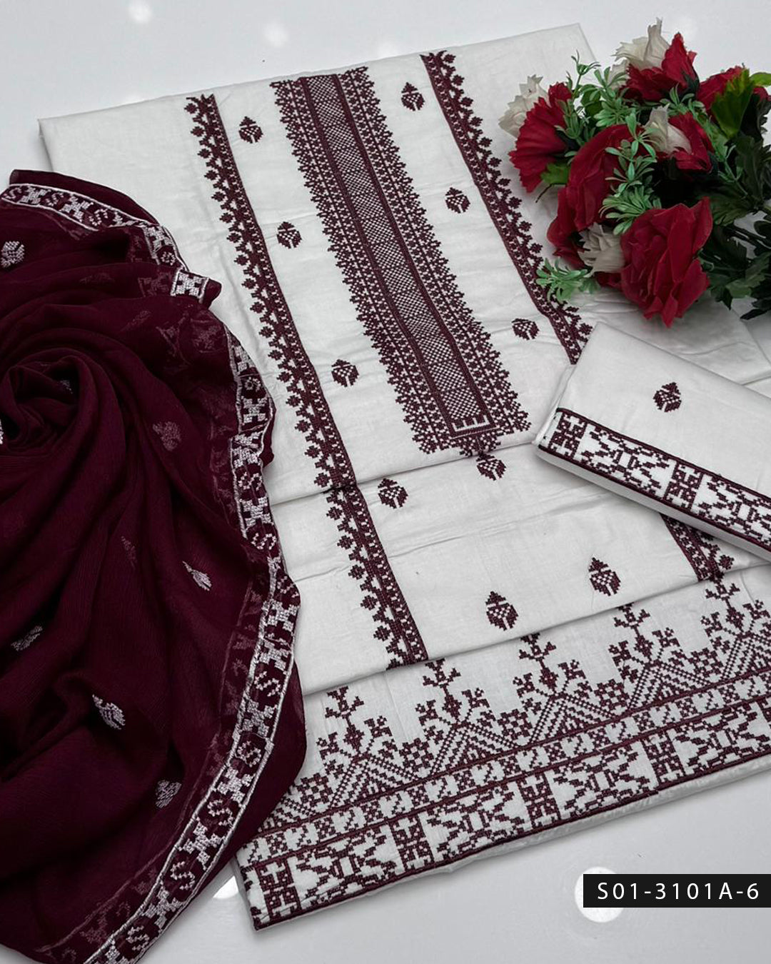 3 PC Unstitched Cotton Lawn Dress Collection