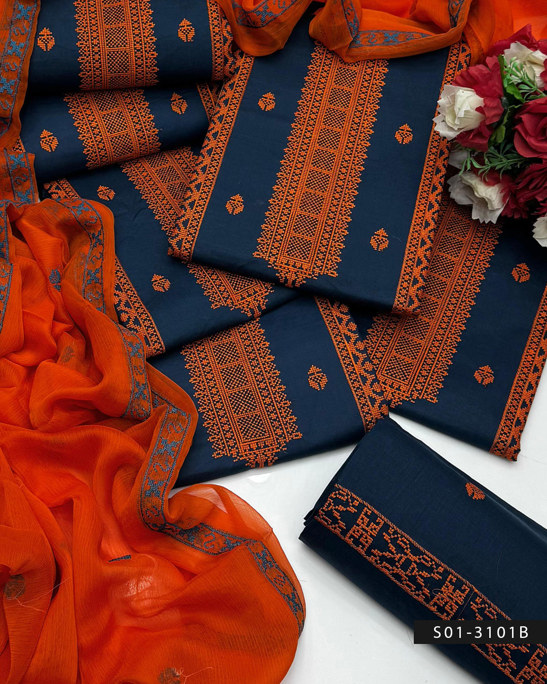 3 PC Unstitched Cotton Lawn Dress Collection