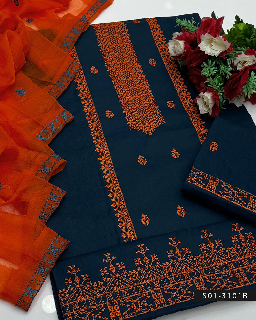 3 PC Unstitched Cotton Lawn Dress Collection