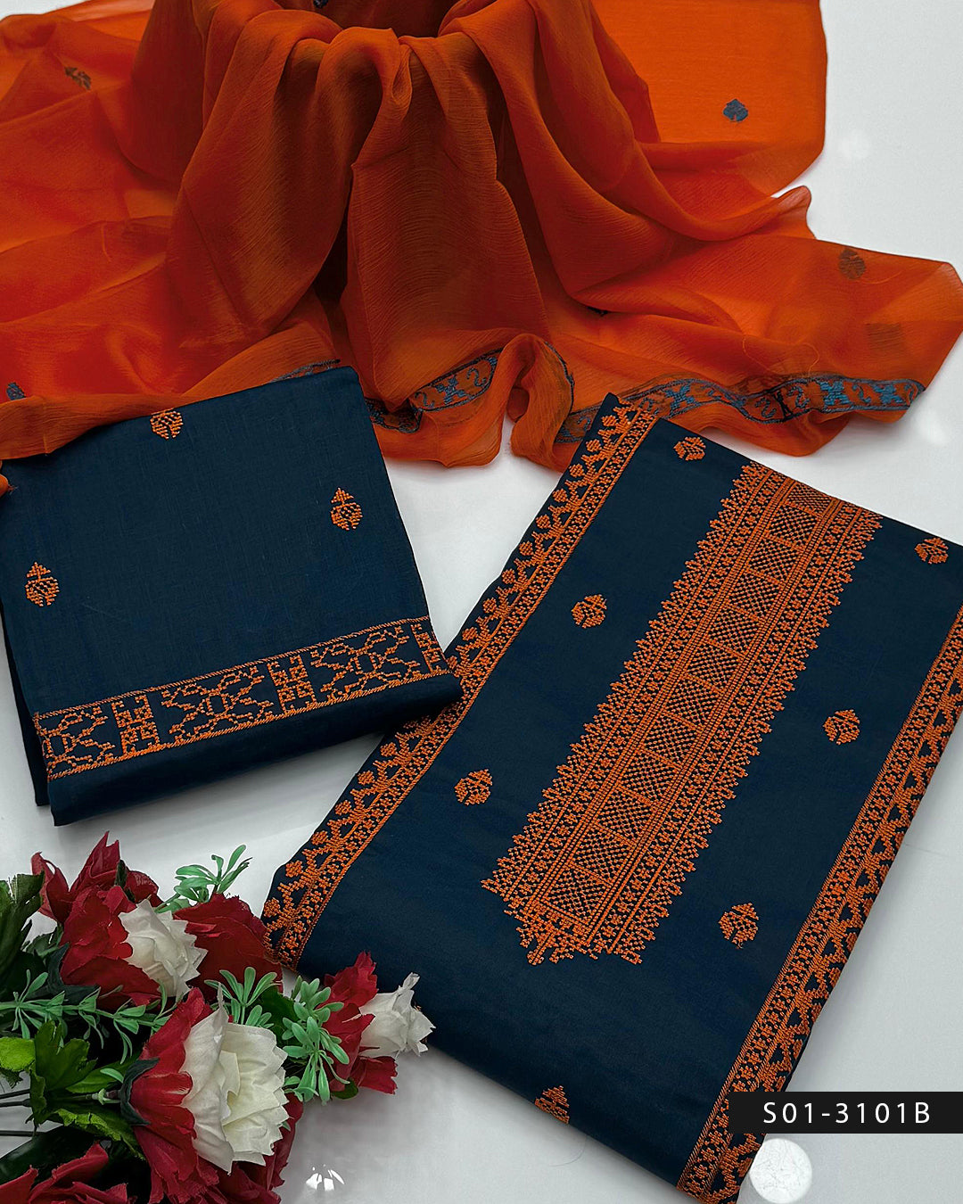 3 PC Unstitched Cotton Lawn Dress Collection