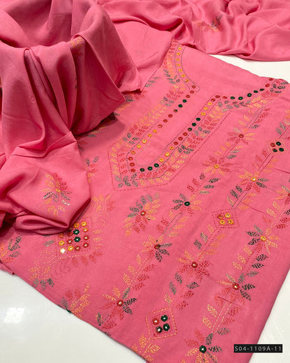 Handmade 3 PC Unstitched Linen Dress Collection