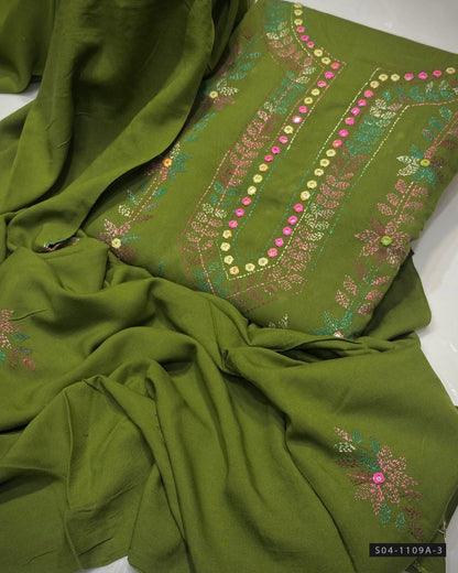 Handmade 3 PC Unstitched Linen Dress Collection