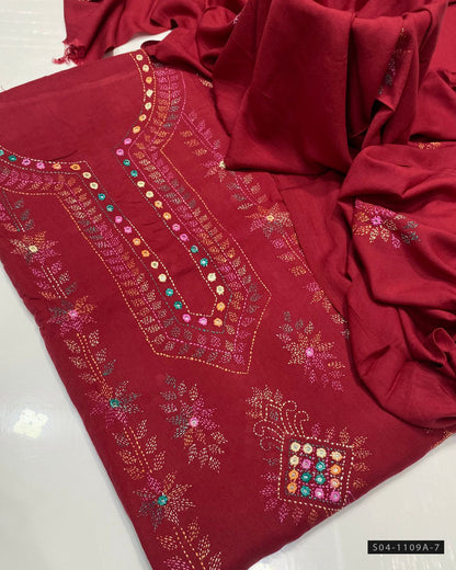 Handmade 3 PC Unstitched Linen Dress Collection