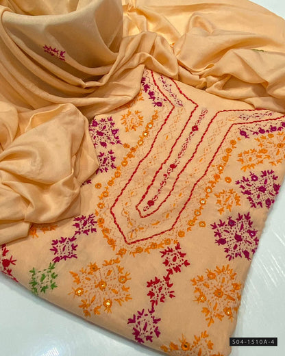 Handmade 3 PC Unstitched Linen Dress Collection