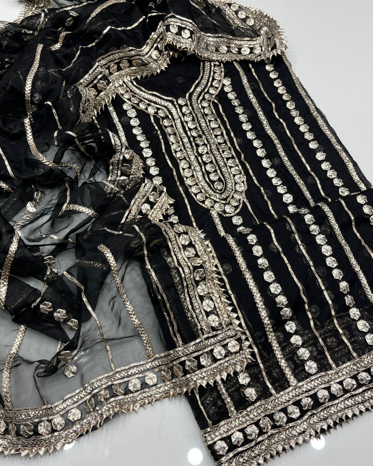 Unstitched Gotta Work Organza Shirt & Dupatta - S07