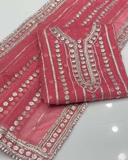 Unstitched Gotta Work Organza Shirt & Dupatta - S07