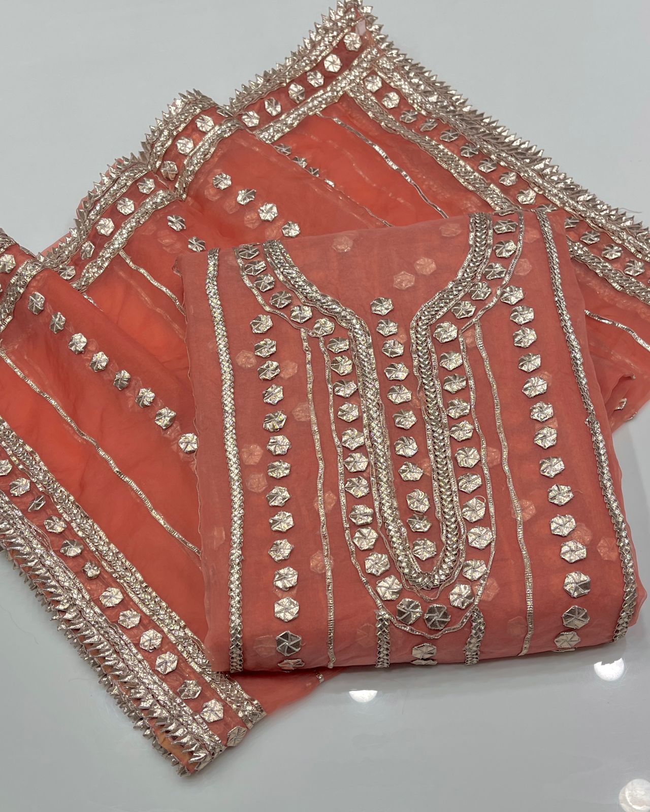 Unstitched Gotta Work Organza Shirt & Dupatta - S07