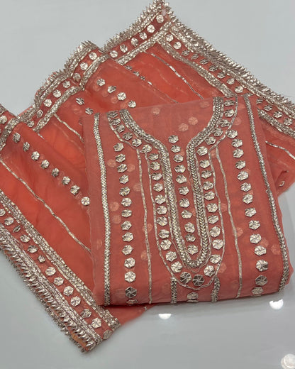 Unstitched Gotta Work Organza Shirt & Dupatta - S07