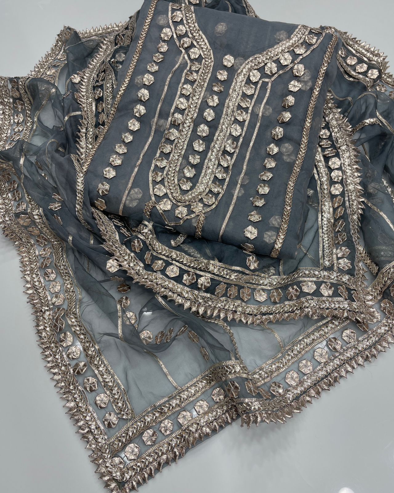 Unstitched Gotta Work Organza Shirt & Dupatta - S07