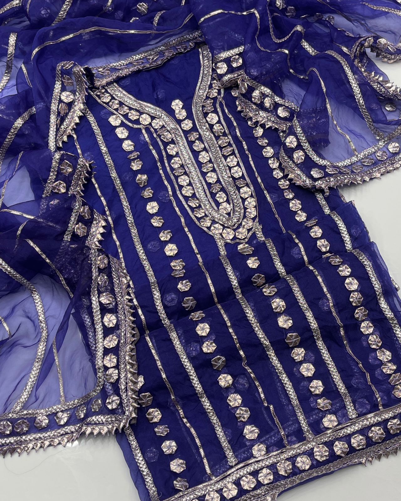 Unstitched Gotta Work Organza Shirt & Dupatta - S07