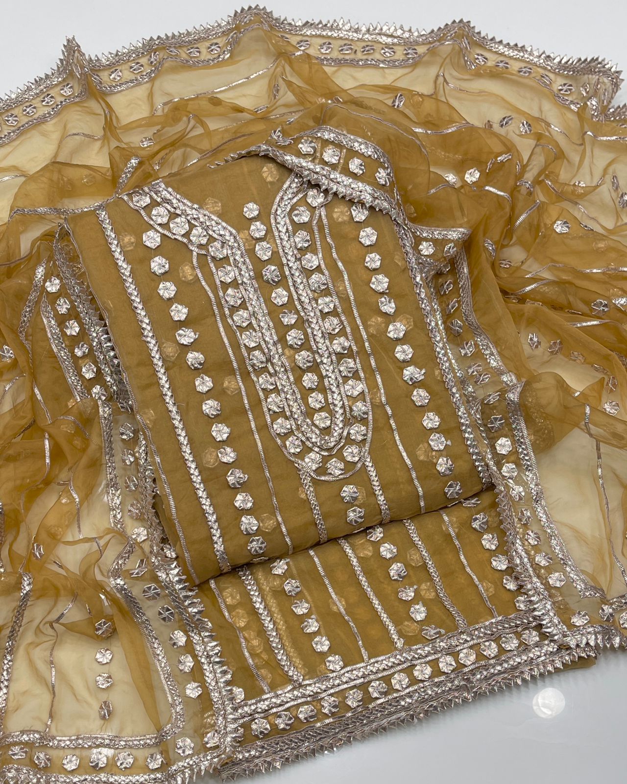 Unstitched Gotta Work Organza Shirt & Dupatta - S07