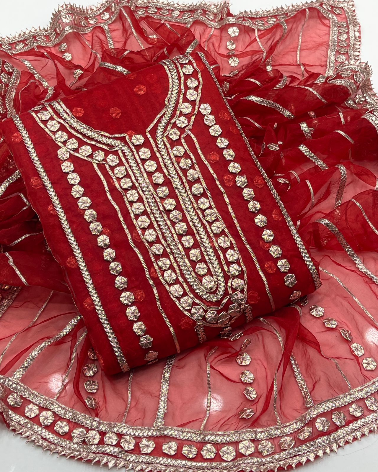 Unstitched Gotta Work Organza Shirt & Dupatta - S07