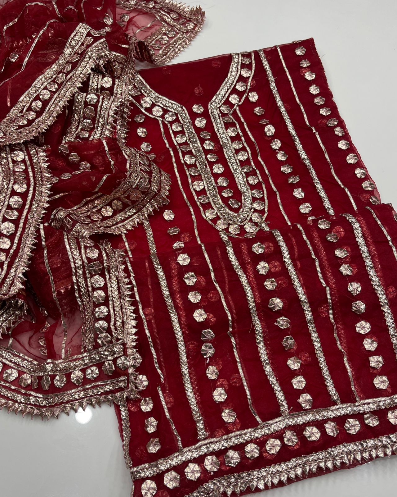 Unstitched Gotta Work Organza Shirt & Dupatta - S07