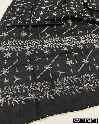 Handcrafted Lawn Chaddar with Chawal Tanka Embroidery & Lace Border