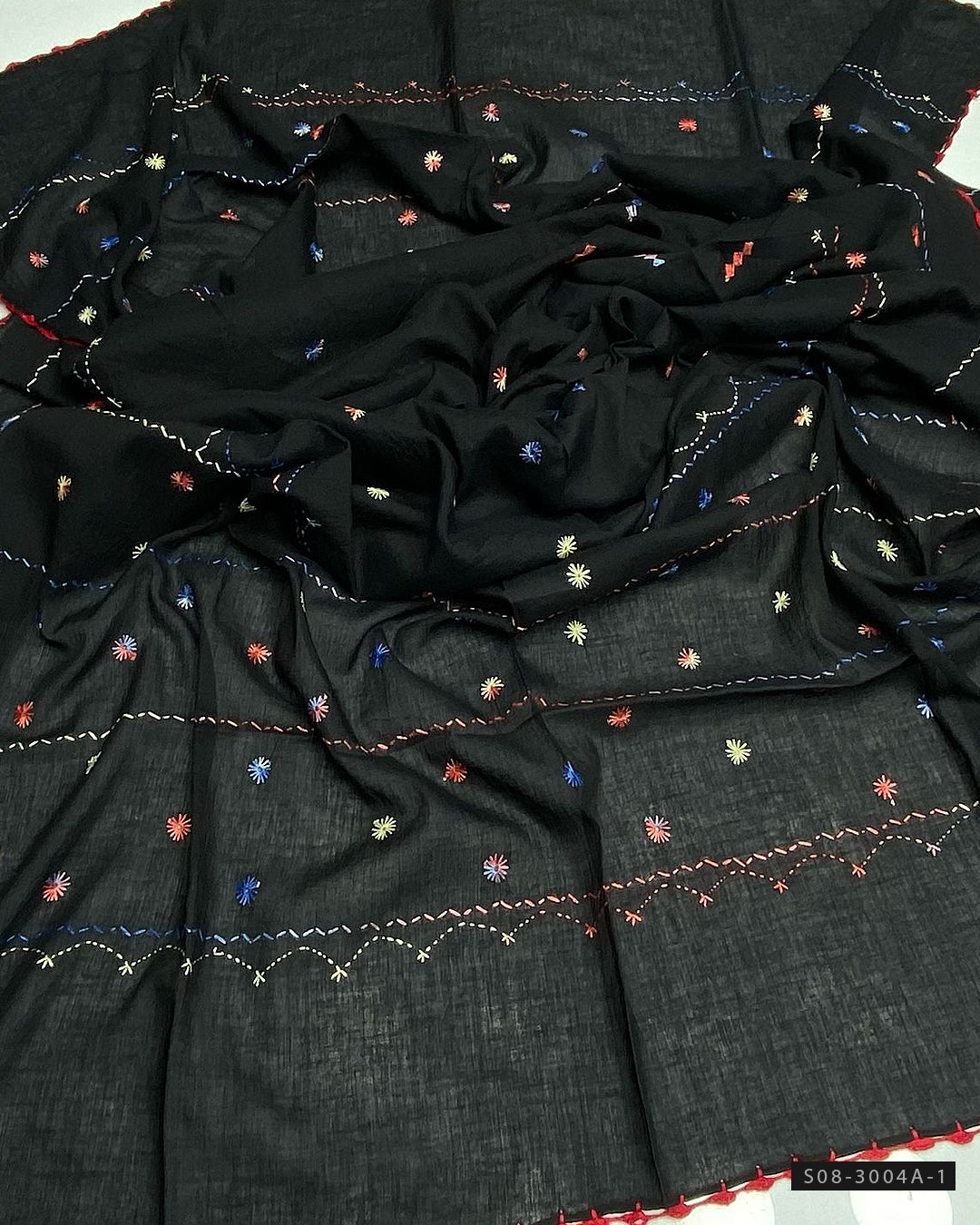 Black Hand Embroidered Lawn Chaddars/Dupattas