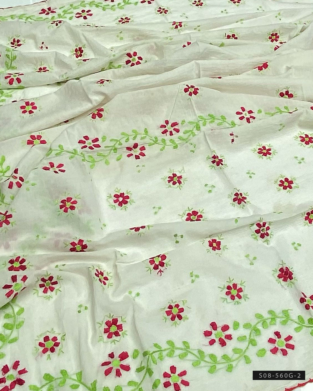 Hand Embroidered Taarkashi Kacha Jaal Work Lawn Dupatta