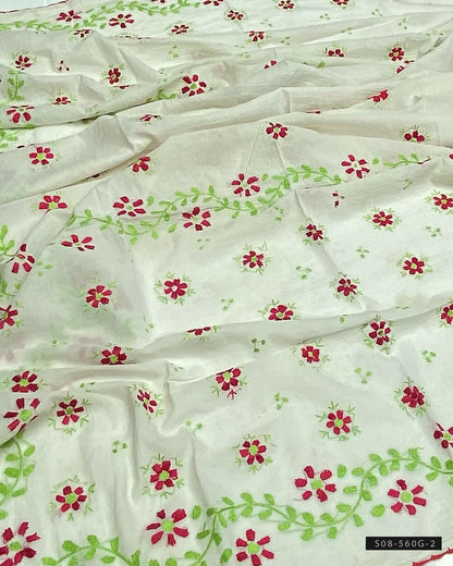 Hand Embroidered Taarkashi Kacha Jaal Work Lawn Dupatta