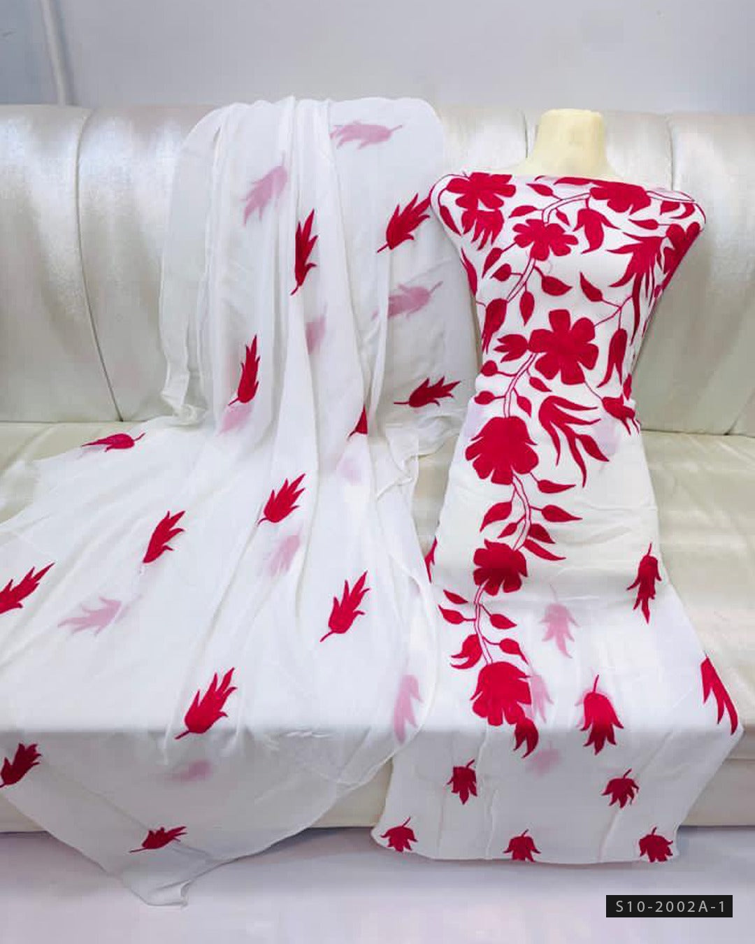 2 PC Unstitched Hand Embroidered Chiffon Dress Collection