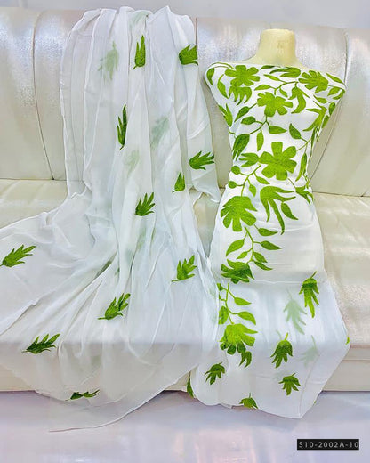 2 PC Unstitched Hand Embroidered Chiffon Dress Collection