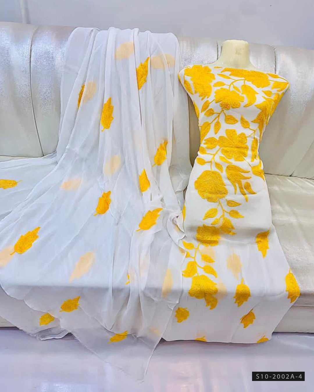 2 PC Unstitched Hand Embroidered Chiffon Dress Collection