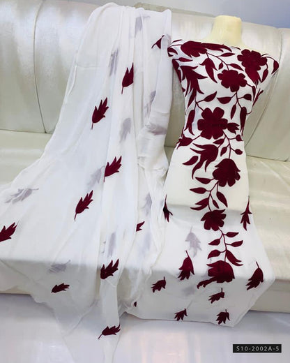 2 PC Unstitched Hand Embroidered Chiffon Dress Collection