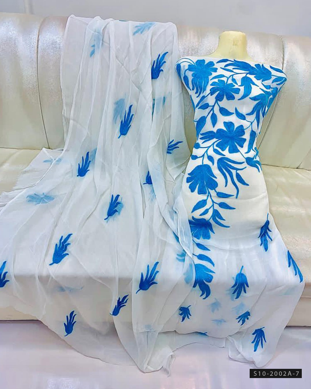 2 PC Unstitched Hand Embroidered Chiffon Dress Collection