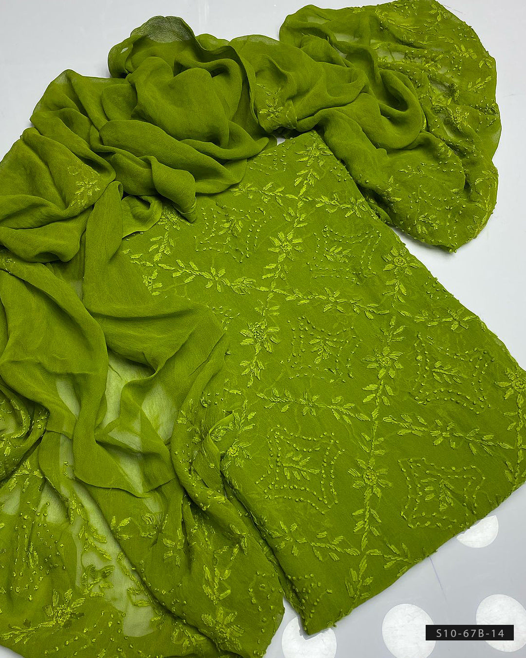 2 PC Handmade Chiffon Pakka Burr Work Dresses
