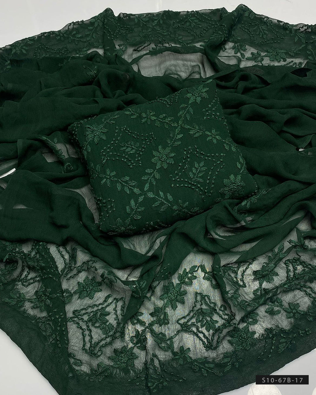 2 PC Handmade Chiffon Pakka Burr Work Dresses