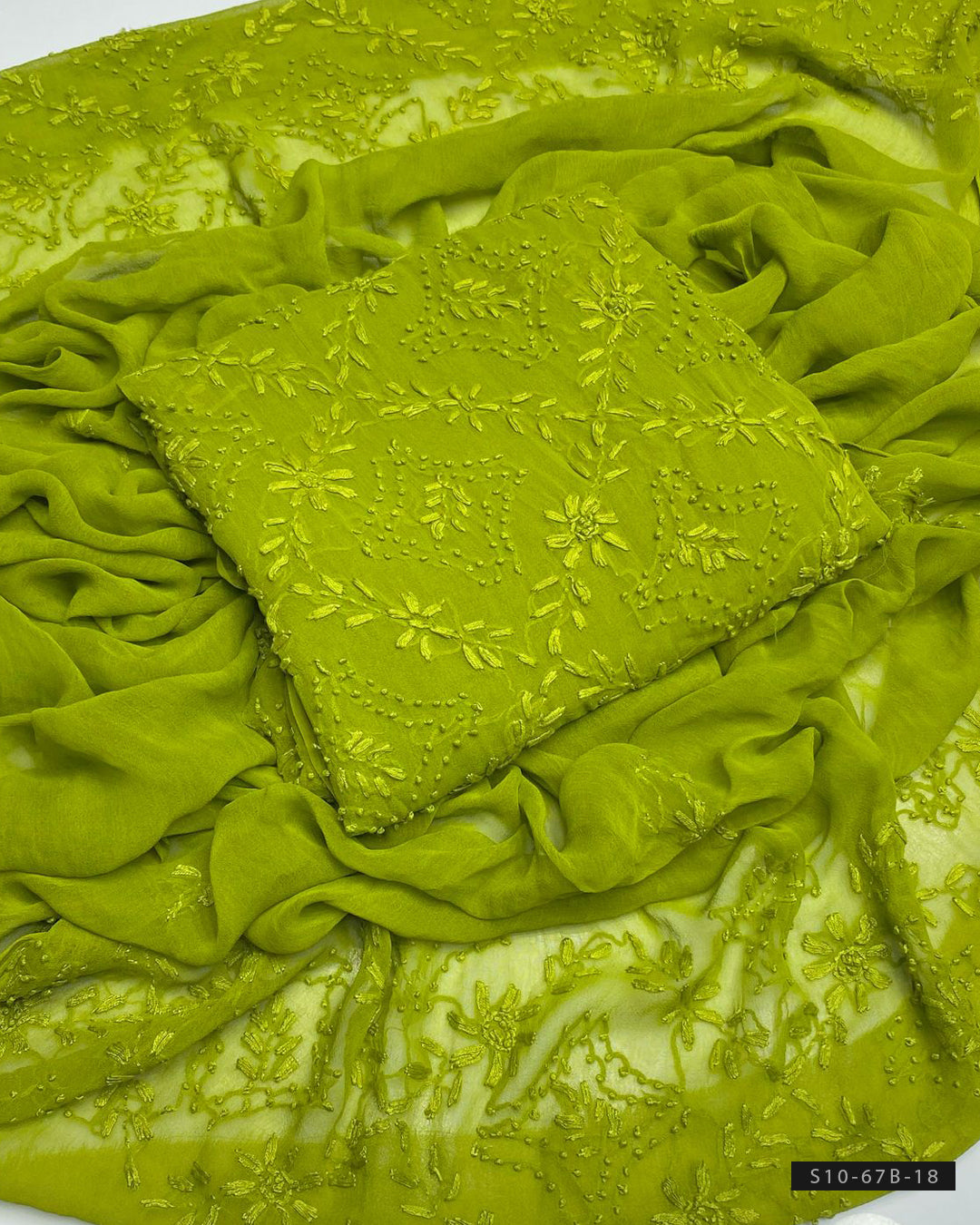 2 PC Handmade Chiffon Pakka Burr Work Dresses