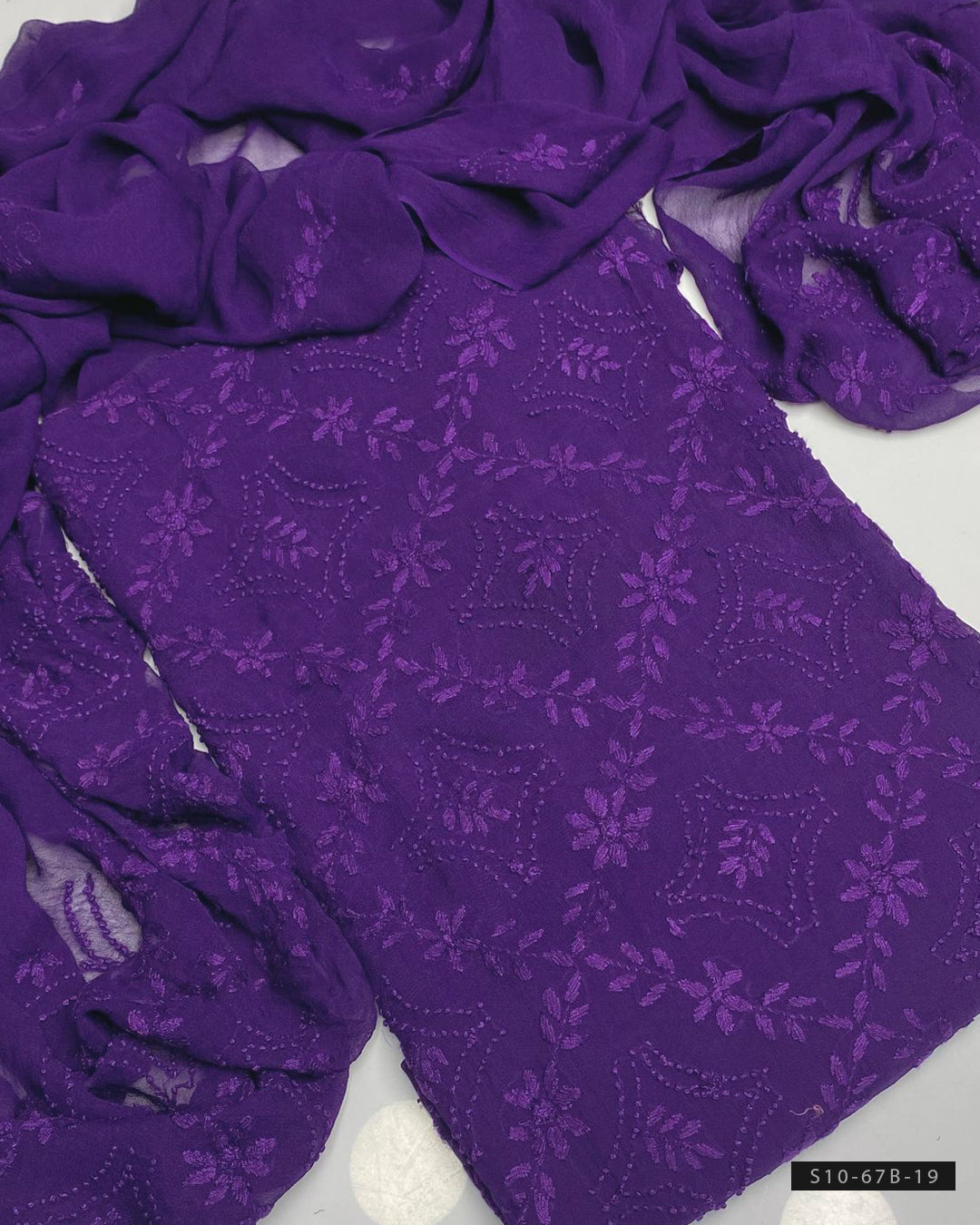 2 PC Handmade Chiffon Pakka Burr Work Dresses