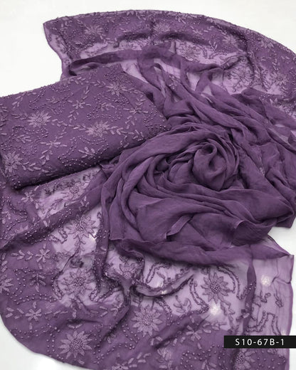 2 PC Handmade Chiffon Pakka Burr Work Dresses