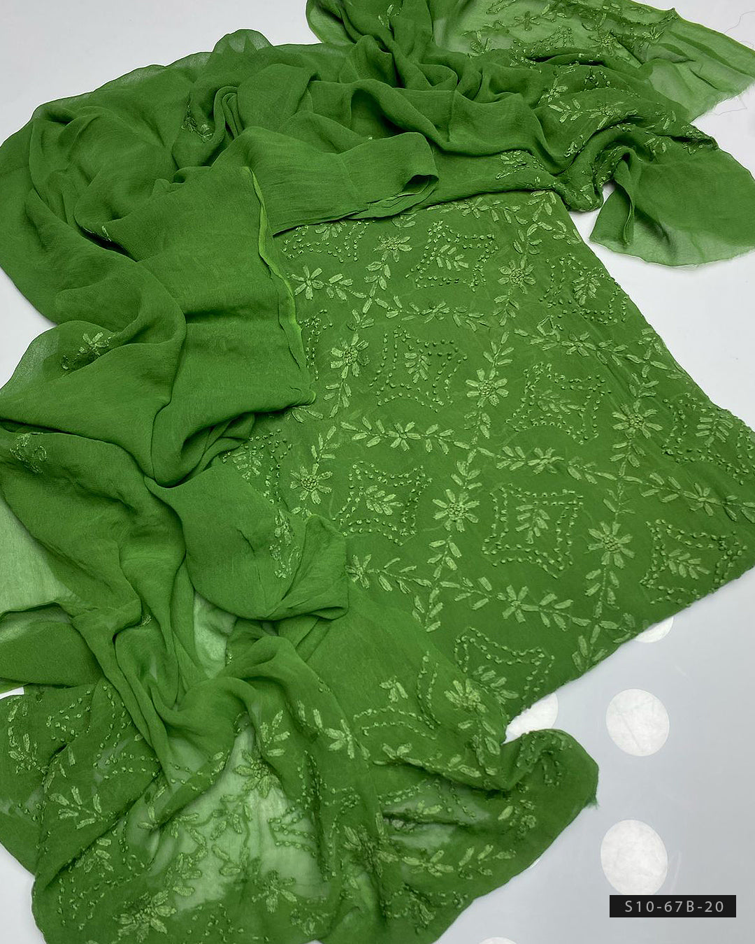2 PC Handmade Chiffon Pakka Burr Work Dresses