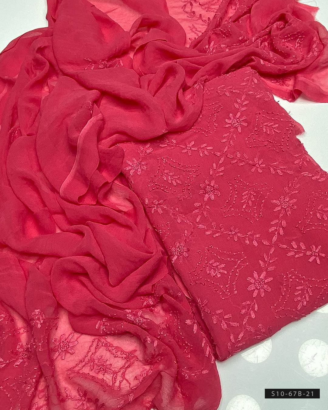 2 PC Handmade Chiffon Pakka Burr Work Dresses