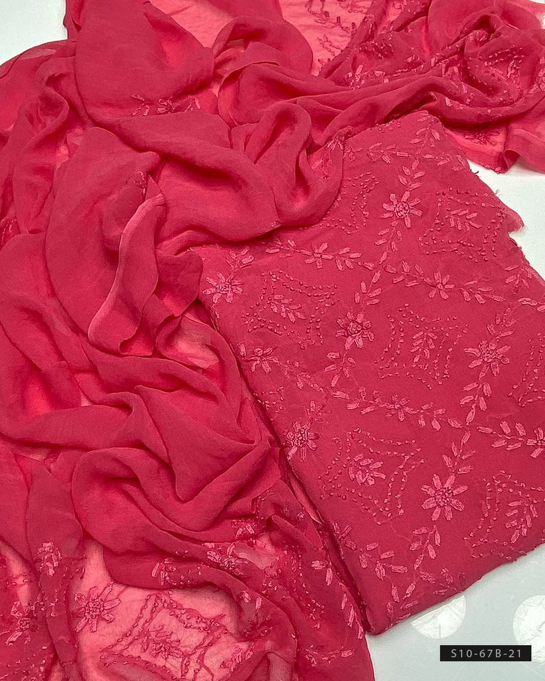 2 PC Handmade Chiffon Pakka Burr Work Dresses