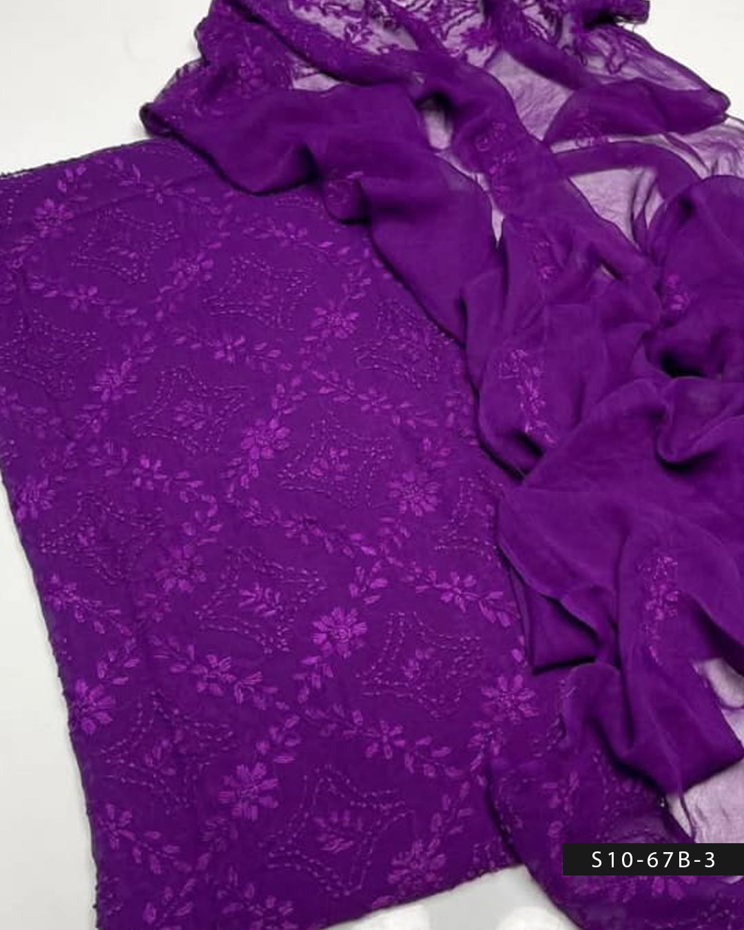 2 PC Handmade Chiffon Pakka Burr Work Dresses