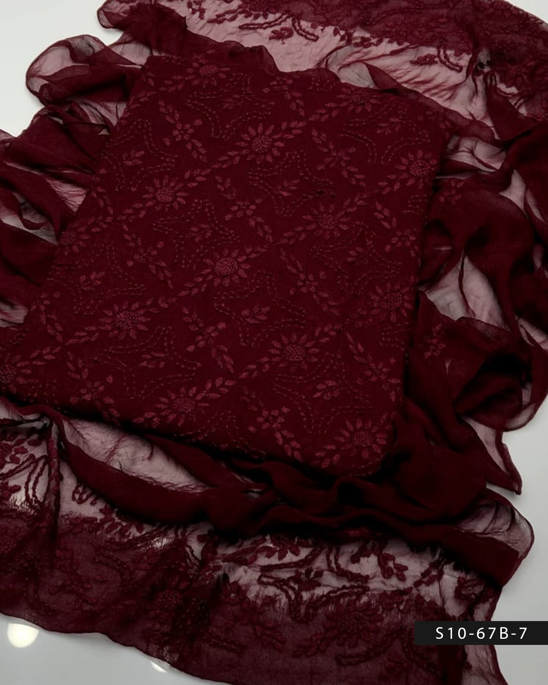 2 PC Handmade Chiffon Pakka Burr Work Dresses